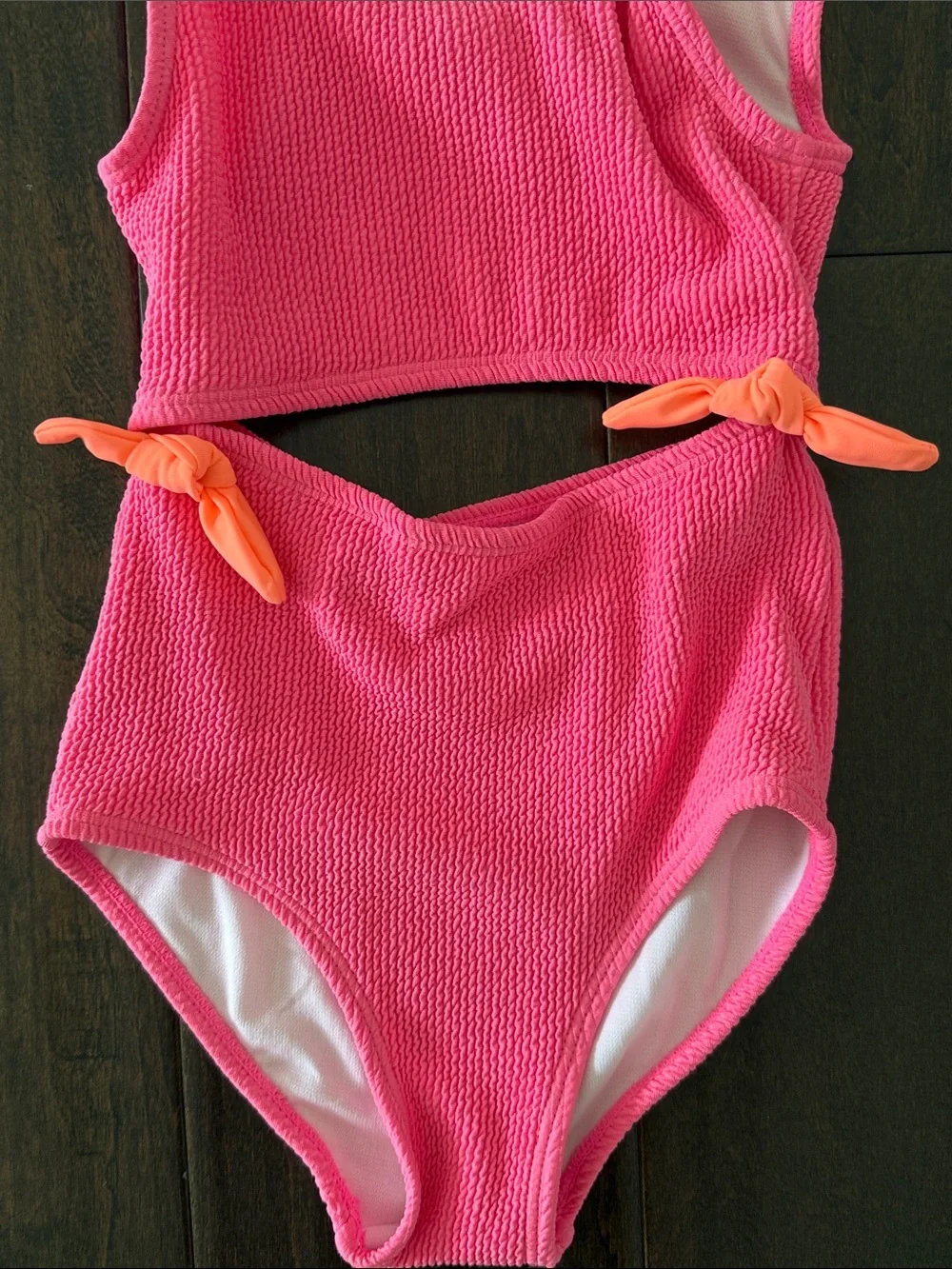 Derek Heart Bright Hot Pink Textured Two-Piece Swimsuit with Coral Side Ties!